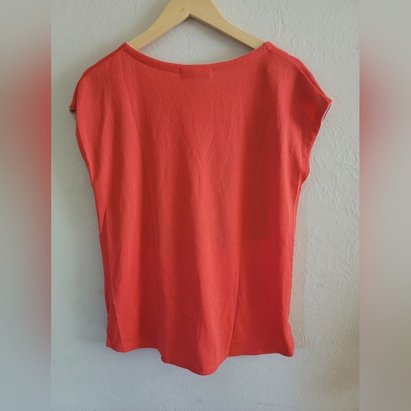 Anthropologie Aldo Martins Floral‎ V-Neck Sweater, Pink Coral, Size Small - Picture 4 of 9